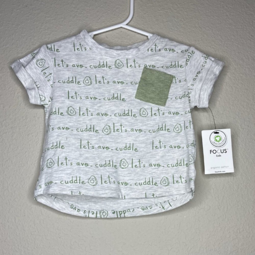 NWT FOCUS Avocado Let’s Avocuddle Tee Shirt Pocket 24 Months